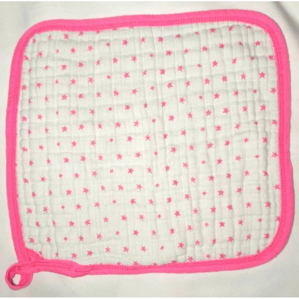 Aden + Anais & Hot Pink Star Security‎ Blanket Lovey Thumby White Muslin Cotton